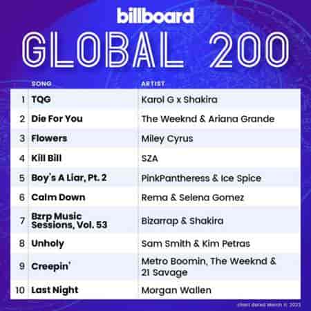 VA - Billboard Global 200 Singles Chart [11.03] (2023) MP3 скачать торрент